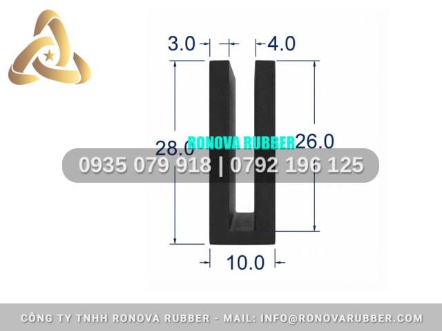 Ron Cao Su Thiên Nhiên Dễ Dàng Lắp Đặt Chữ U 10x28x4