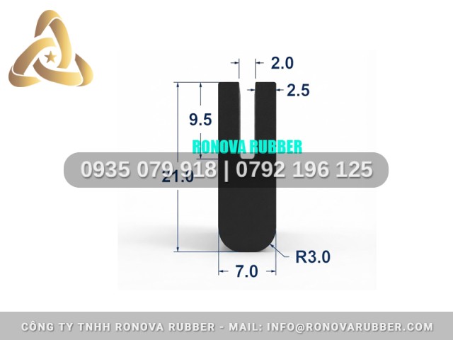 Ron Cao Su Thiên Nhiên Độ Bền Cao Chữ U 7x21x2