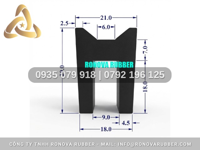 Ron Cao Su Thường Định Hình Chữ U 21x29x9