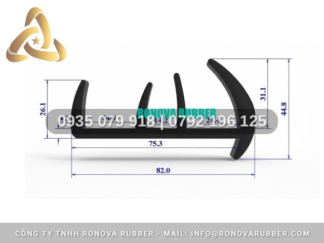 Gioăng cửa thùng container từ cao su thường xương cá 82x44.8