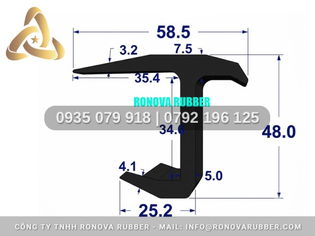 Gioăng cửa thùng đông lạnh và thùng kín của cao su Ronova 48x58.5