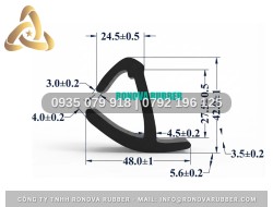 Gioăng cửa thùng kín cấu tạo từ cao su thiên nhiên chữ J 48x42