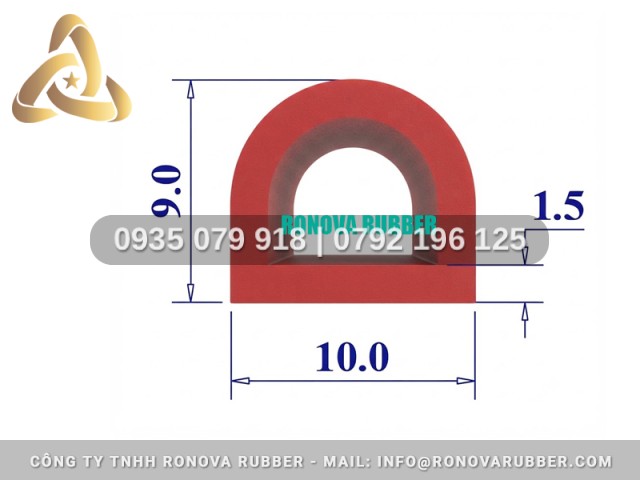 Gioăng silicon an toàn thực phẩm dùng cho tủ sấy chữ D 10x9x1.5