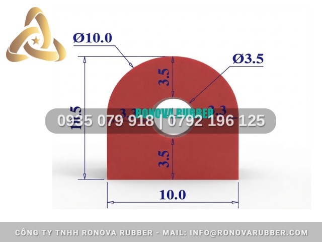 Gioăng silicon dành cho lò nướng chữ D 10x10.5x3.5