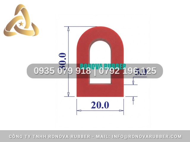 Gioăng silicon dùng cho nồi áp suất công nghiệp chữ D 20x30x5