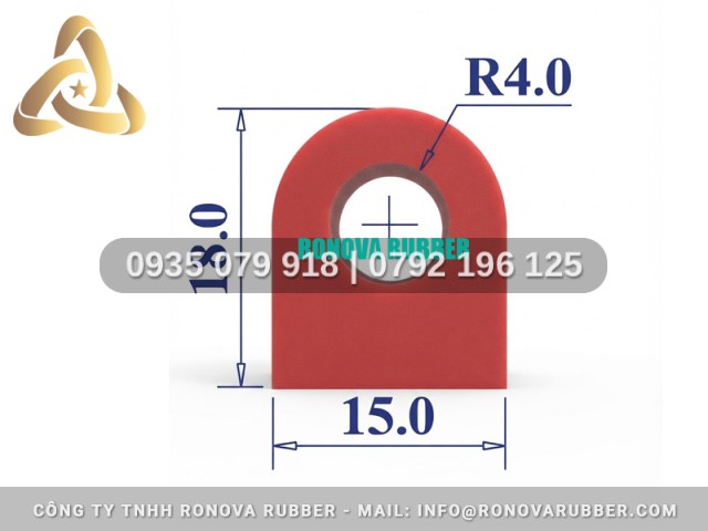 Gioăng silicon dùng cho tủ sấy chữ D 15x18