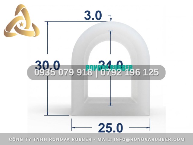 Gioăng silicon lò nướng an toàn thực phẩm chữ D 25x30x3