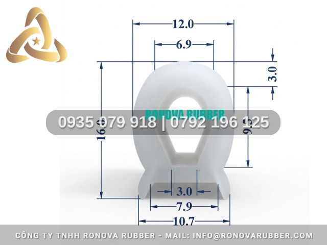 Gioăng silicon nồi sấy chữ D 10.7x16x3