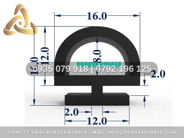 Gioăng silicon Ronova nồi sấy chữ D 12x16x2