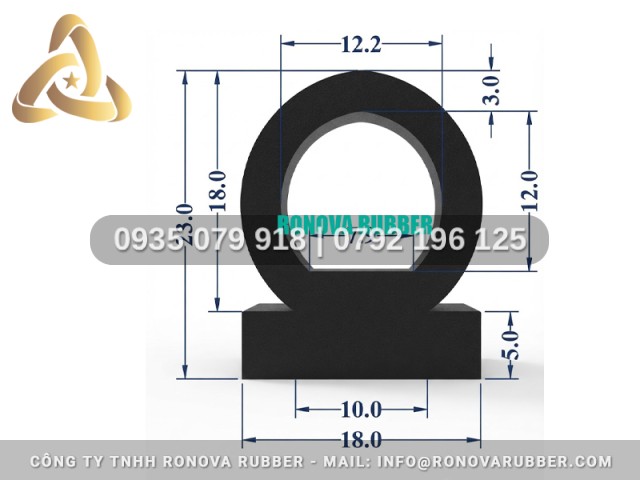 Gioăng silicon Ronova tủ sấy chữ D 18x23x5