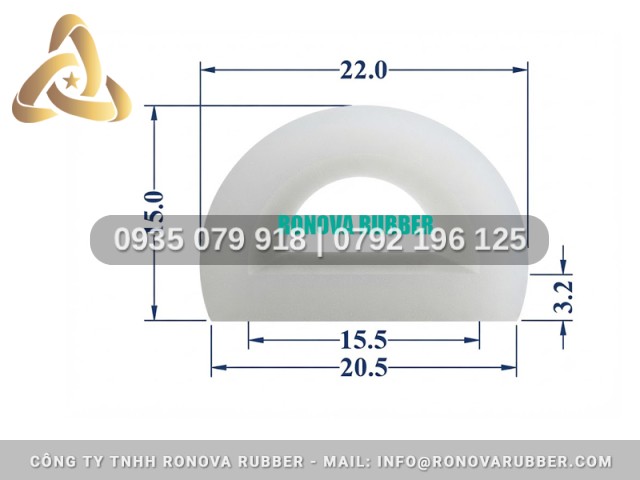 Ron silicon an toàn thực phẩm chữ D 22x15x3.2