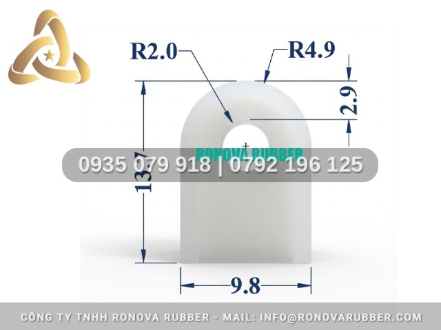 Ron silicon nồi áp suất công nghiệp chữ D 9.8x12.7x2.9