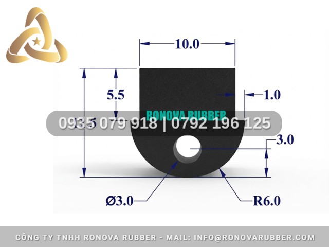 Ron tủ hấp cơm công nghiệp từ silicon Ronova chữ D 10x11.5x3