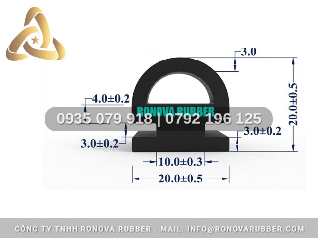 Silicon Ronova dùng cho an toàn thực phẩm chữ D 20x20x3