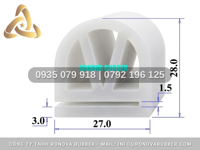 Dòng gioăng silicon chữ E 27x28x1.5