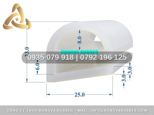 Gioăng an toàn thực phẩm silicon chữ E 25x23x3