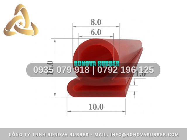 Gioăng bằng silicon nồi sấy an toàn thực phẩm chữ E 10x10x1
