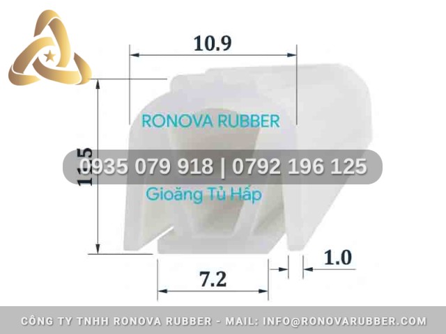 Gioăng silicon chữ E 7.2x11.5x1