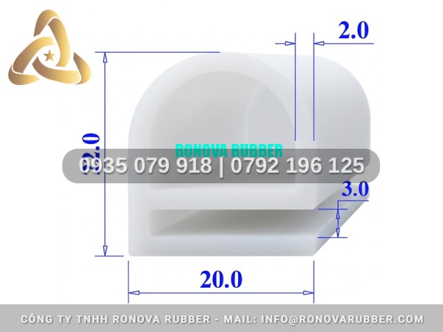 Gioăng silicon dùng cho tủ sấy chữ E 20x22x3