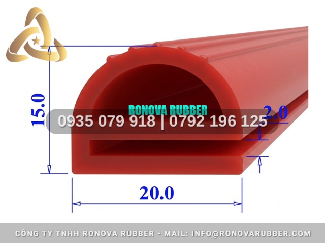 Gioăng silicon lò nướng loại an toàn thực phẩm chữ E 20x15x2.5