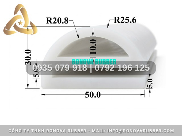 Gioăng silicon ứng dụng nồi áp suất công nghiệp chữ E 50x30x5