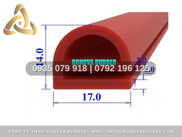 Gioăng tủ hấp cơm công nghiệp silicon Ronova chữ E 17x14x2