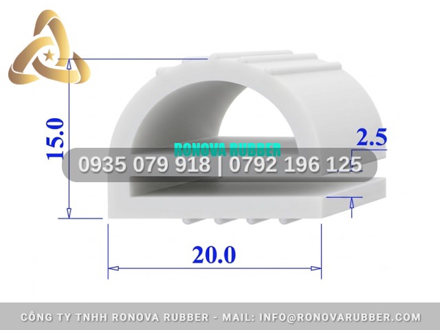 Mẫu silicon ron chữ E 20x15x2.5