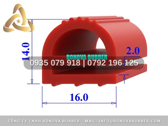 Ron gioăng silicon an toàn thực phẩm nồi hấp chữ E 16x14x2