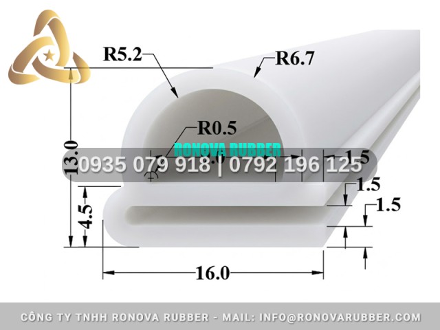 Ron lò nướng silicon an toàn thực phẩm chữ E 16x13x1.5