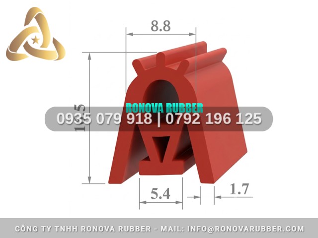 Ron silicon cho tủ sấy an toàn thực phẩm chữ E 8.8x16.5x5.4