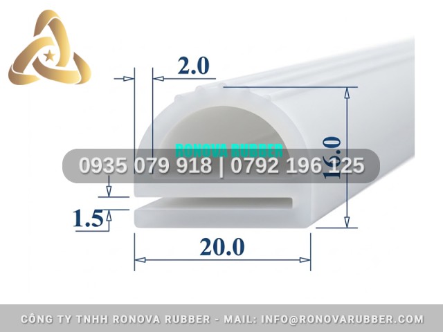 Sản phẩm ron silicon chữ E 22x16x1.5