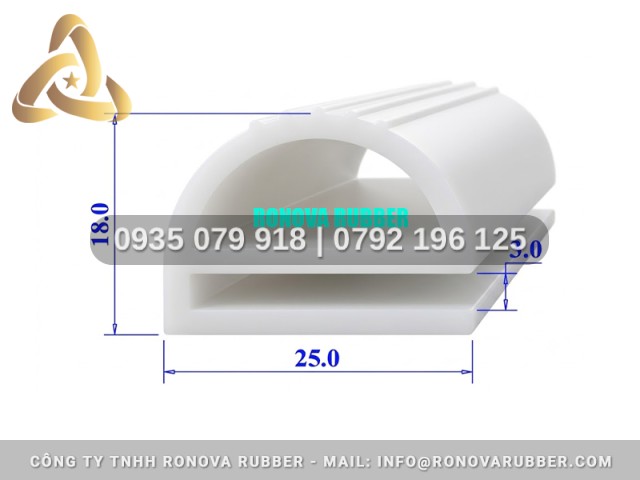 Vật tư ron silicon chữ E 25x18x3