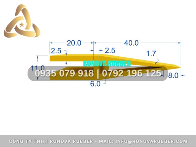 Gioăng silicon chữ H 60x11x2.5