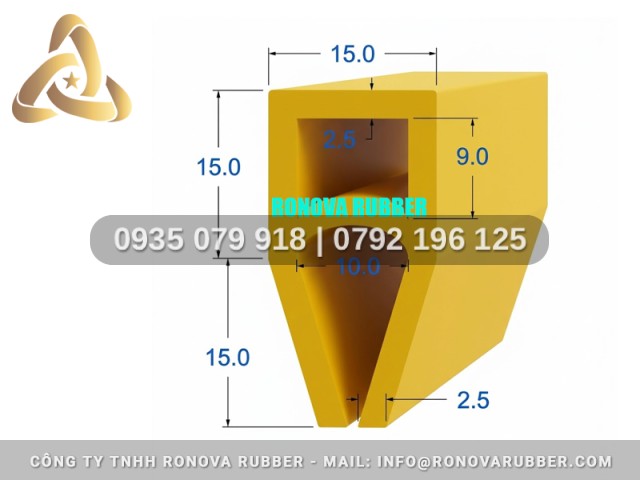 Gioăng silicon chữ H nồi hấp 30x15x2.5