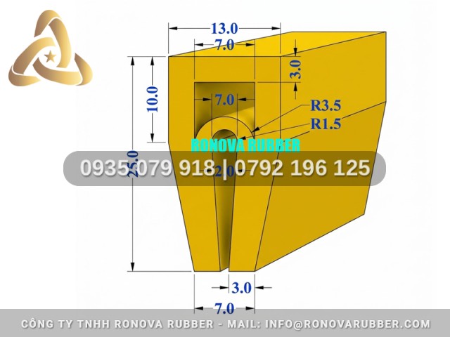 Gioăng silicon chữ H tủ hấp cơm 13x25x2