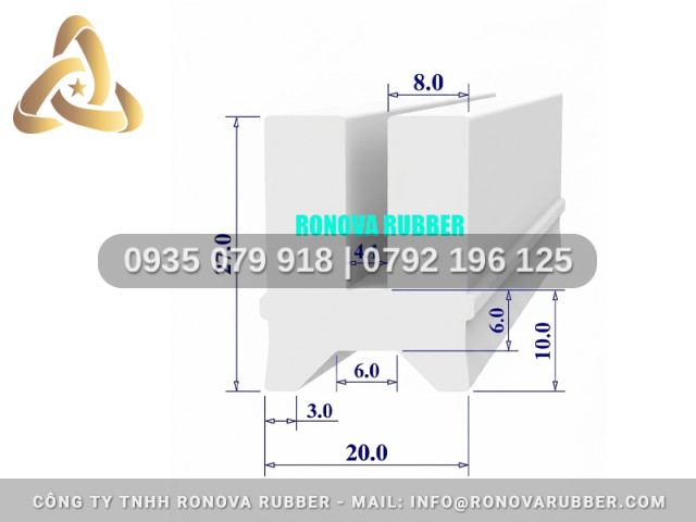 Gioăng silicon lò nướng dạng chữ H 20x27x6