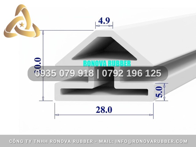 Gioăng silicon Ronova chữ H 28x20x5