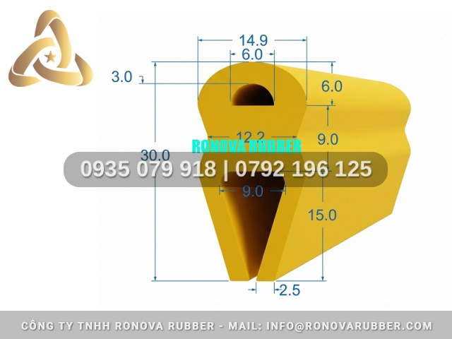 Ron silicon chữ H tủ sấy 30x14.9x9