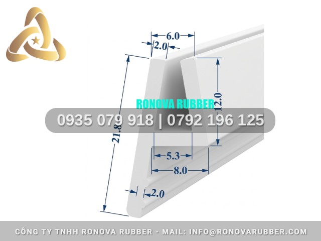 Ronova ron silicon chữ H 21.8x6x2