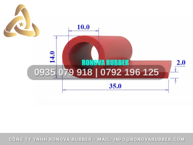Gioăng silicon tủ hấp cơm chuẩn an toàn thực phẩm chữ P 35x14x2