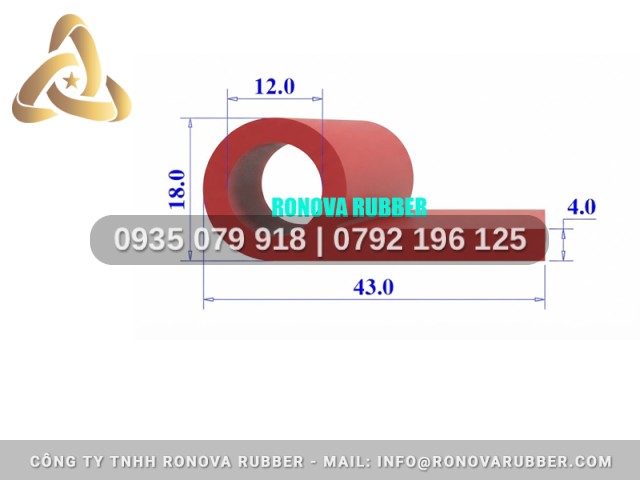 Gioăng silicon tủ hấp cơm từ hãng Ronova chữ P 43x18x4