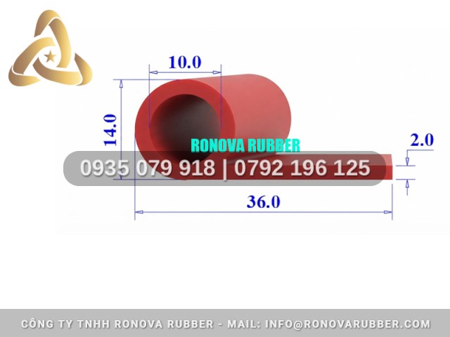 Ron thiết bị nồi sấy công nghiệp bằng silicon chữ P 36x14x2
