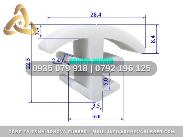 Dòng gioăng silicon chữ T 28.4x22.5x3.5