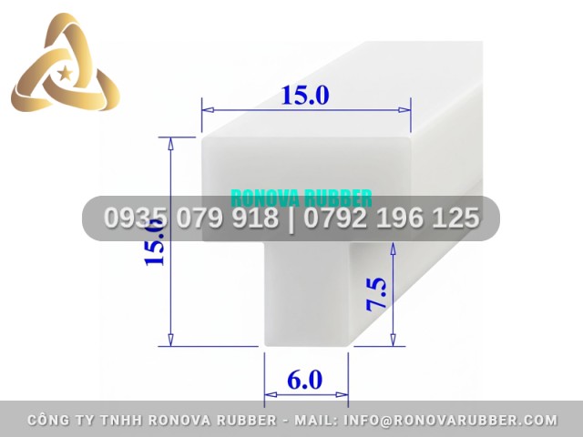 Ron silicon chữ T 15x15x6