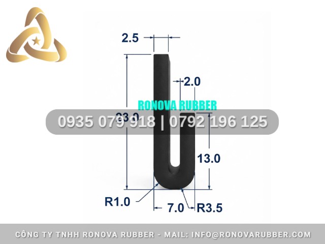 Bản gioăng tủ sấy thuộc silicon Ronova chữ U 7x23x2