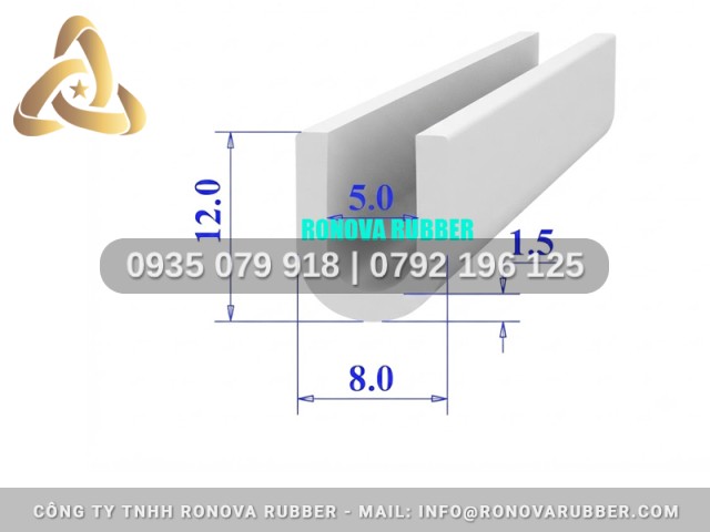 Bộ gioăng silicon tủ hấp cơm công nghiệp chữ U 8x12x5