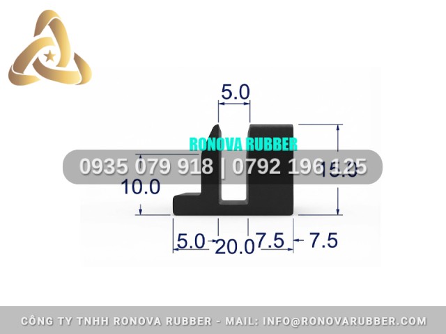 Chi tiết ron cấu tạo silicon nồi hấp chữ U 20x15x5
