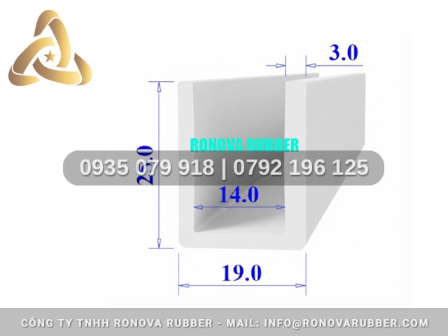 Chi tiết ron nồi sấy cấu tạo silicon chữ U 19x25x3