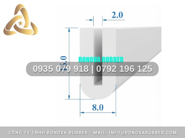 Chi tiết ron silicon chữ U 8x16x2