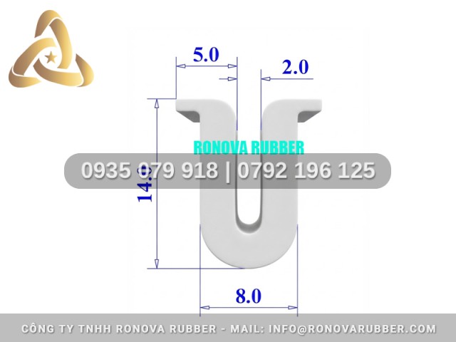 Cụm gioăng cấu tạo silicon chữ U 8x14x2